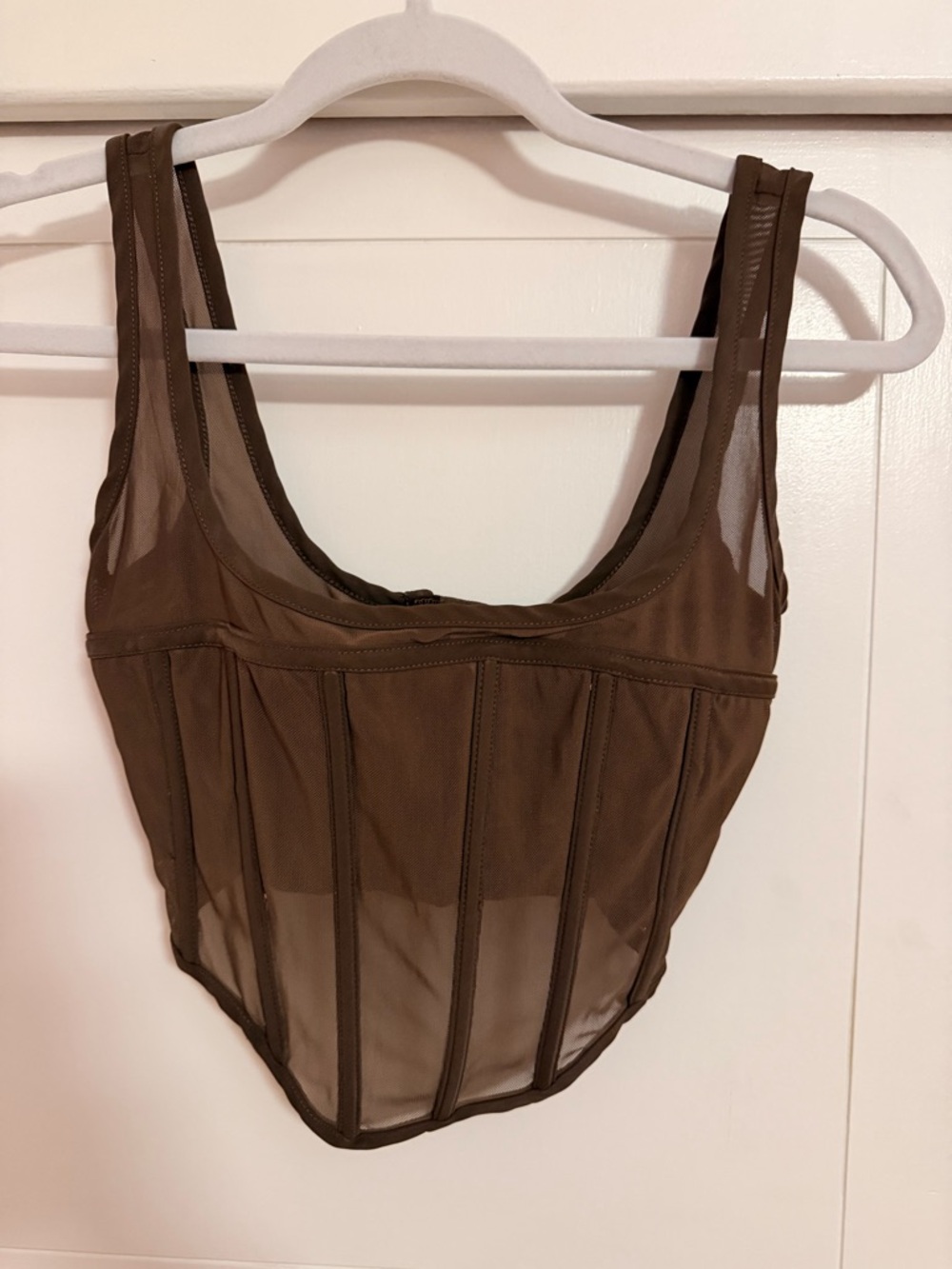 Meshki Brown Sheer Corset Tank